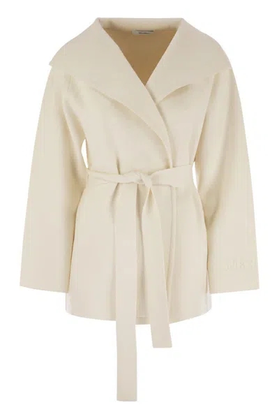 Max Mara Rea - Viscose And Wool Dressing Gown Coat In Neutral