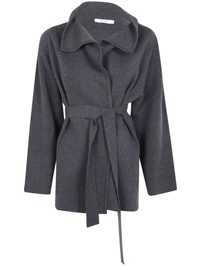 Max Mara Lace-up Sweater In Gray