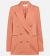 Max Mara Double-breasted Wool-blend Twill Blazer In Pink
