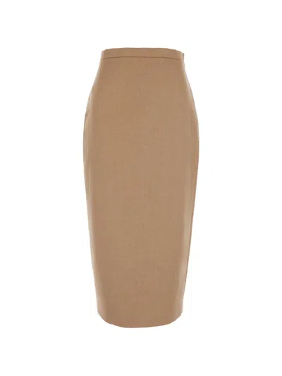 Max Mara Rear-slit Pencil Skirt In Brown