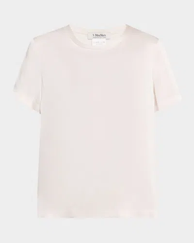 Max Mara Rebecca Satin Short-sleeve T-shirt In Nude