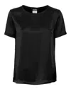 Max Mara Cortona Silk Satin T-shirt Top In Black