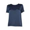 Max Mara Rebecca T-shirt In Blue Viscose Satin In Blue