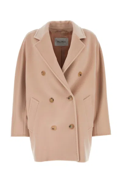 Max Mara Pastel Pink Wool Blend Rebus Coat In Pink