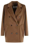 Max Mara Women Wool Double-breasted Coat In Brown