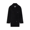 Max Mara Double-breasted Wool Cashmere Coat With Notched Collar In Black