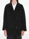 Max Mara Double-breasted Wool Cashmere Coat With Notched Collar In Black