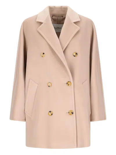 Max Mara Rebus Double-breasted Wool And Cashmere Coat In Neutral