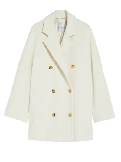 Max Mara Rebus Double Breasted Coat In Neutrals