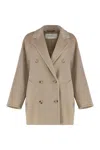 Max Mara Rebus Double-breasted Wool And Cashmere Coat In Neutral