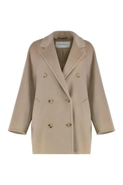 Max Mara Rebus Double-breasted Wool And Cashmere Coat In Multi