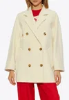 Max Mara Rebus Double-breasted Wool Blend Coat In Cream
