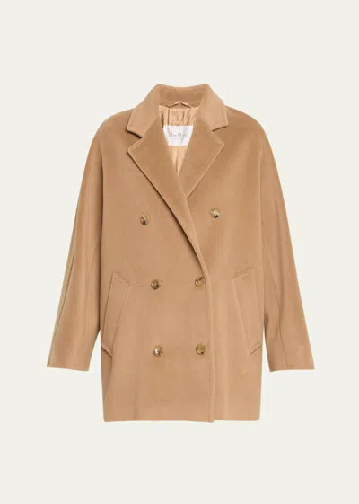 Max Mara Rebus Double-breasted Wool Cashmere Coat In Camel