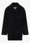 Max Mara Double-breasted Wool Cashmere Coat With Notched Collar In Black