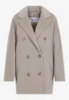 Max Mara Double-breasted Coat In Luxurious Wool-cashmere Blend In Gray