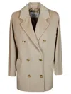 Max Mara Coat Double-breasted Notched Lapels In Beige