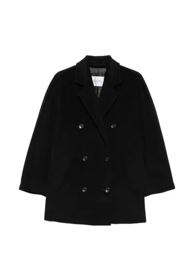 Max Mara Rebus Notch-lapel Double-breasted Coat In Black