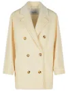 Max Mara Ivory Wool Blend Rebus Coat In Neutrals