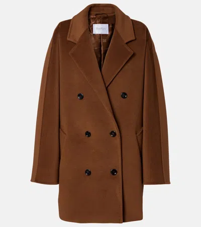 Max Mara Women Wool Double-breasted Coat In Brown