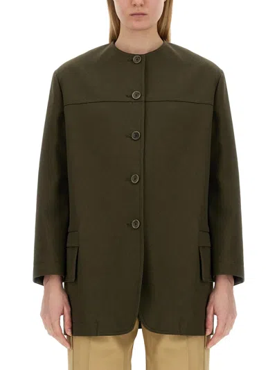 Max Mara Tailored Jacket Flap Pockets In Green