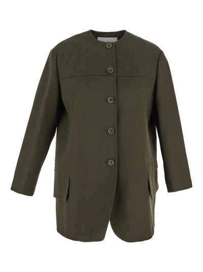 Max Mara Recital Twill Shirt Jacket In Green