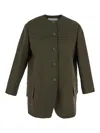 Max Mara Shirt-style Round-collar Casual Jacket In Military Green
