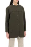 Max Mara Shirt-style Round-collar Casual Jacket In Green