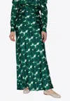 Max Mara Recital Printed Silk Maxi Skirt In Green