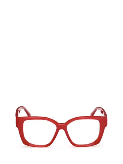 Max Mara Rectangle-frame Glasses In Red