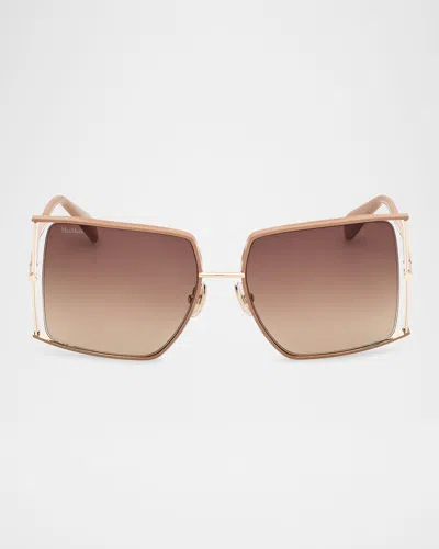 MAX MARA RECTANGLE LOGO ENGRAVED METAL SUNGLASSES