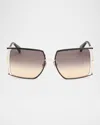 MAX MARA RECTANGLE LOGO ENGRAVED METAL SUNGLASSES