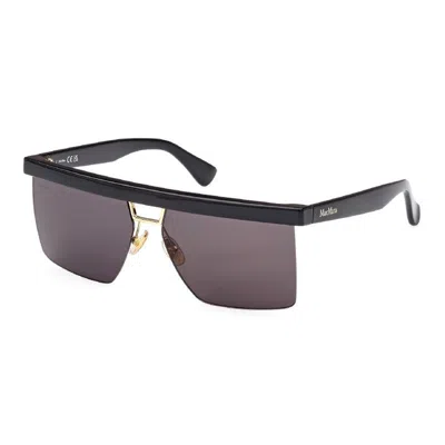 Max Mara Rectangle Semi-rim Sunglasses In Black