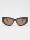 Max Mara Rectangular Acetate Sunglasses In Dark Brown