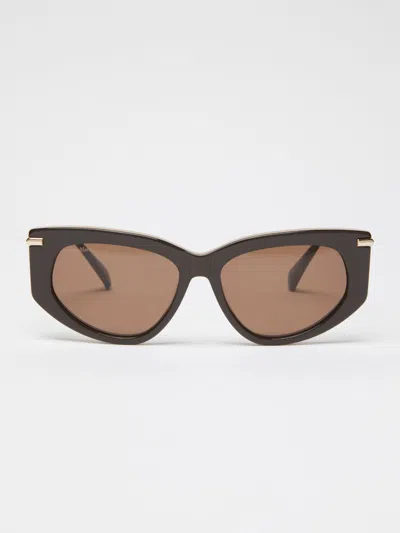 Max Mara Rectangular Acetate Sunglasses In Dark Brown