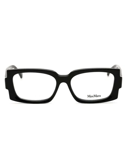 Max Mara Rectangular Acetate Women's Eyeglasses In Black