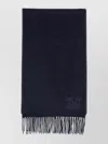 Max Mara Rectangular Cashmere Scarf Fringed Edge In Blue