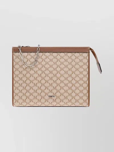 Max Mara Rectangular Clutch Bag Chain Strap In Neutral