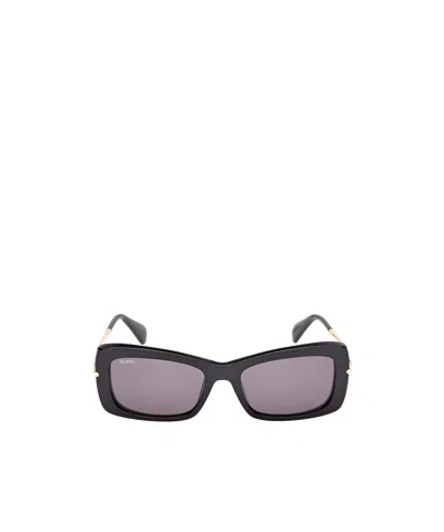 Max Mara Rectangular Frame Sunglasses In Bright Black