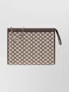 Max Mara Rectangular Leather Clutch Chain Strap In Silver