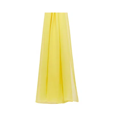 Max Mara Silk Crepon Stole In Lemon