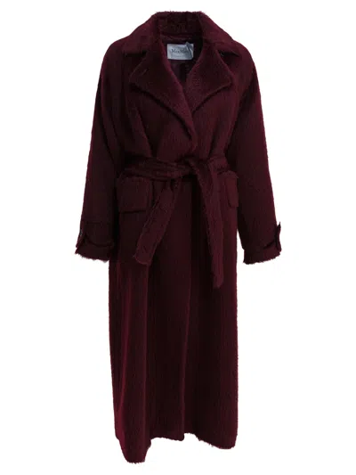 Max Mara Red Alpaca Wool Coat In Burgundy