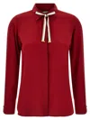 Max Mara Apollo Long-sleeved Silk Shirt In Red