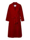 Max Mara Robe Silhouette Midi Coat With Double-faced Wool In Red