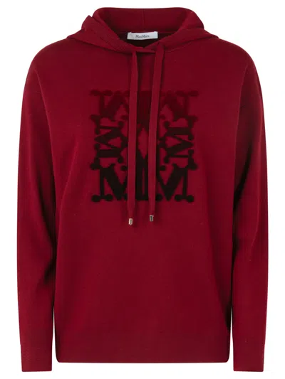 Max Mara Red Embroidery Logo Hoodie