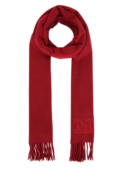 MAX MARA RED FRINGED SCARF