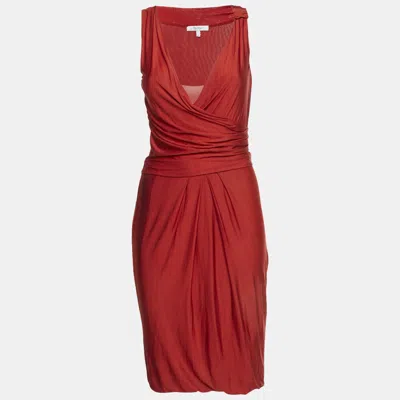 Pre-owned Max Mara Red Jersey Knit Crossover Mini Dress S