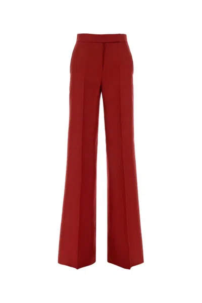 Max Mara Red Linen Badesse Palazzo Pant In Brown