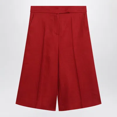 Max Mara Red Linen Bermuda Shorts