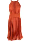 Max Mara Golena Belted Pleated Midi Dress In Red