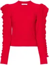 Max Mara Genero Ruffle Puff Sleeve Sweater In Red